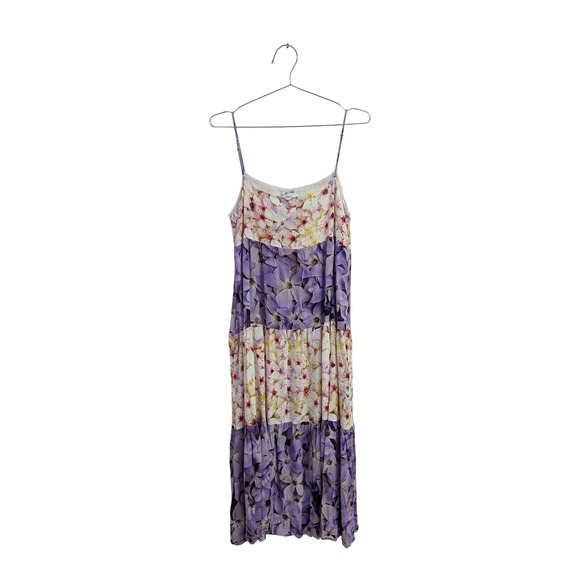 Desigual‎ Estrella Maxi Dress Tiered Patchwork Floral Boho Purple White XL - Picture 9 of 9